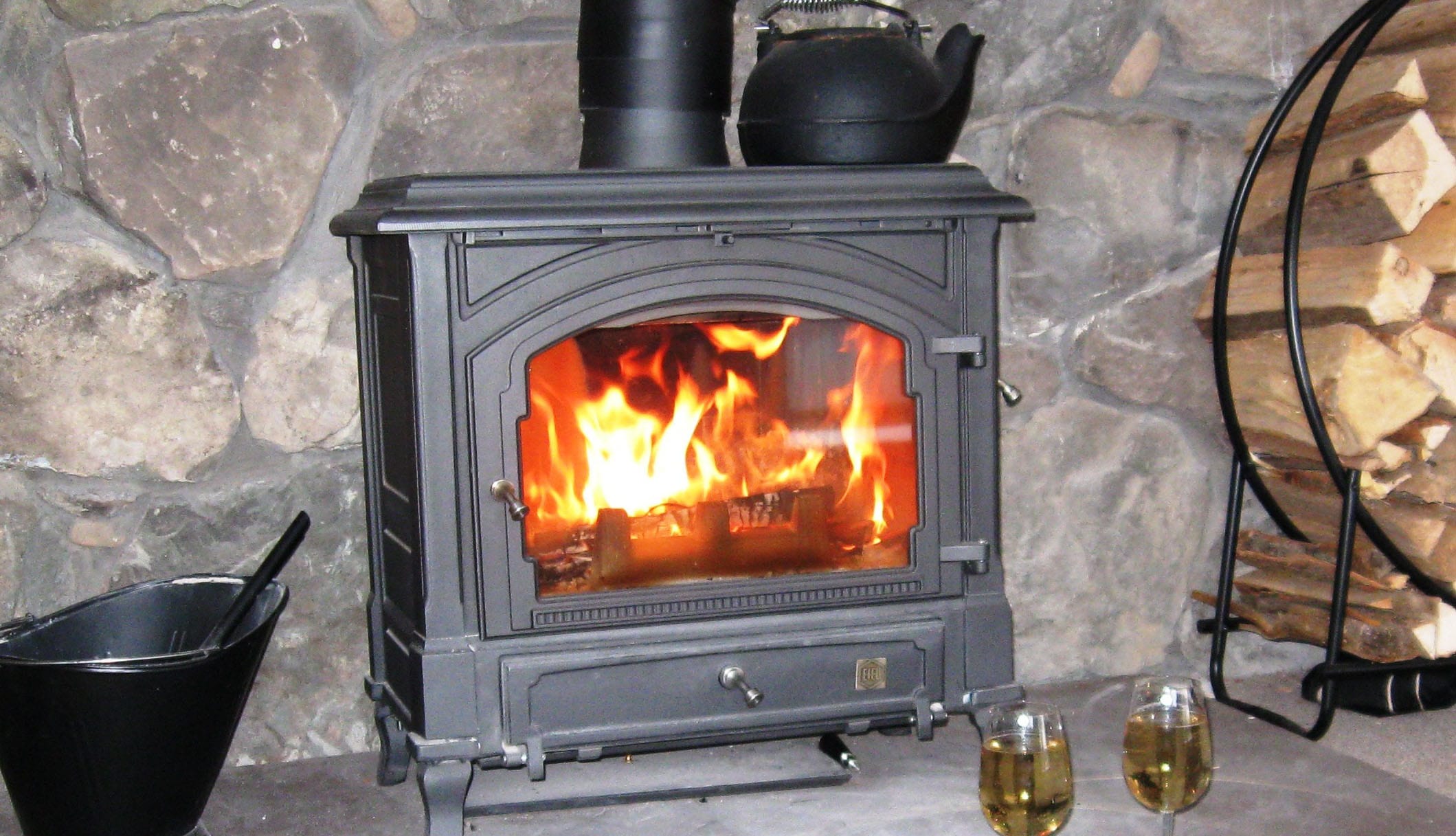 Cozy up in front of the wood stove!
