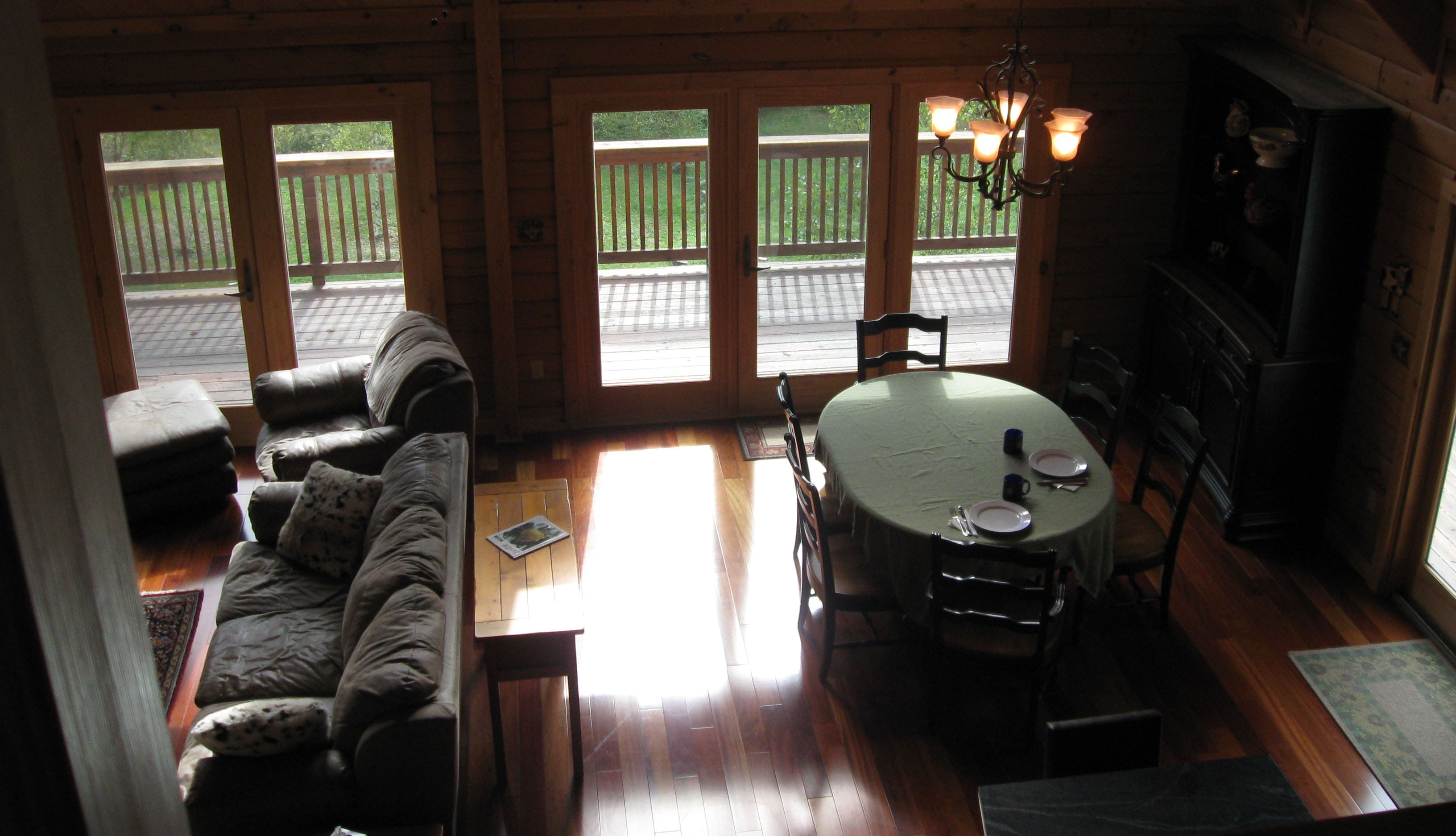 View from the balcony to the living area.