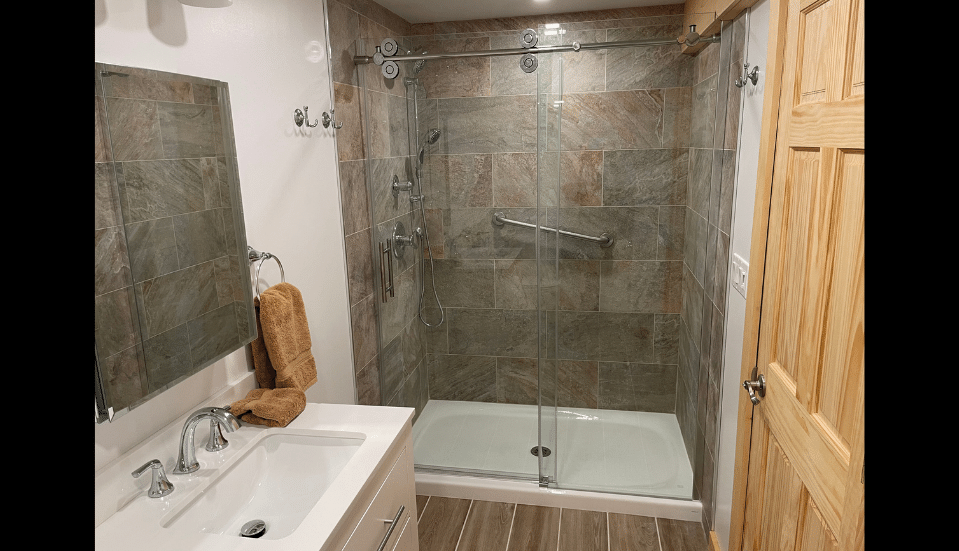 Lower level bathroom. Shower