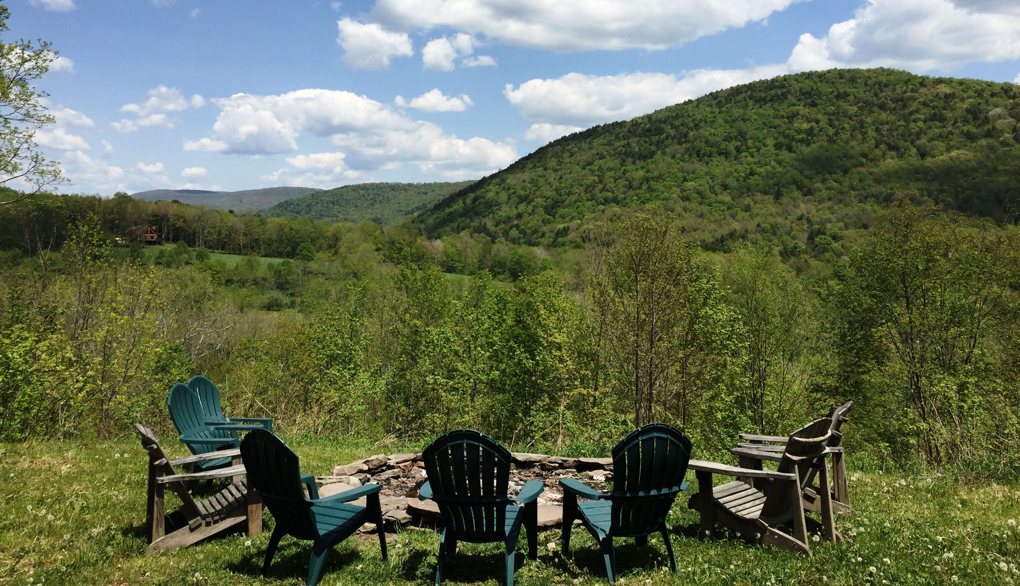 Catskills views from the outdoor fire pit