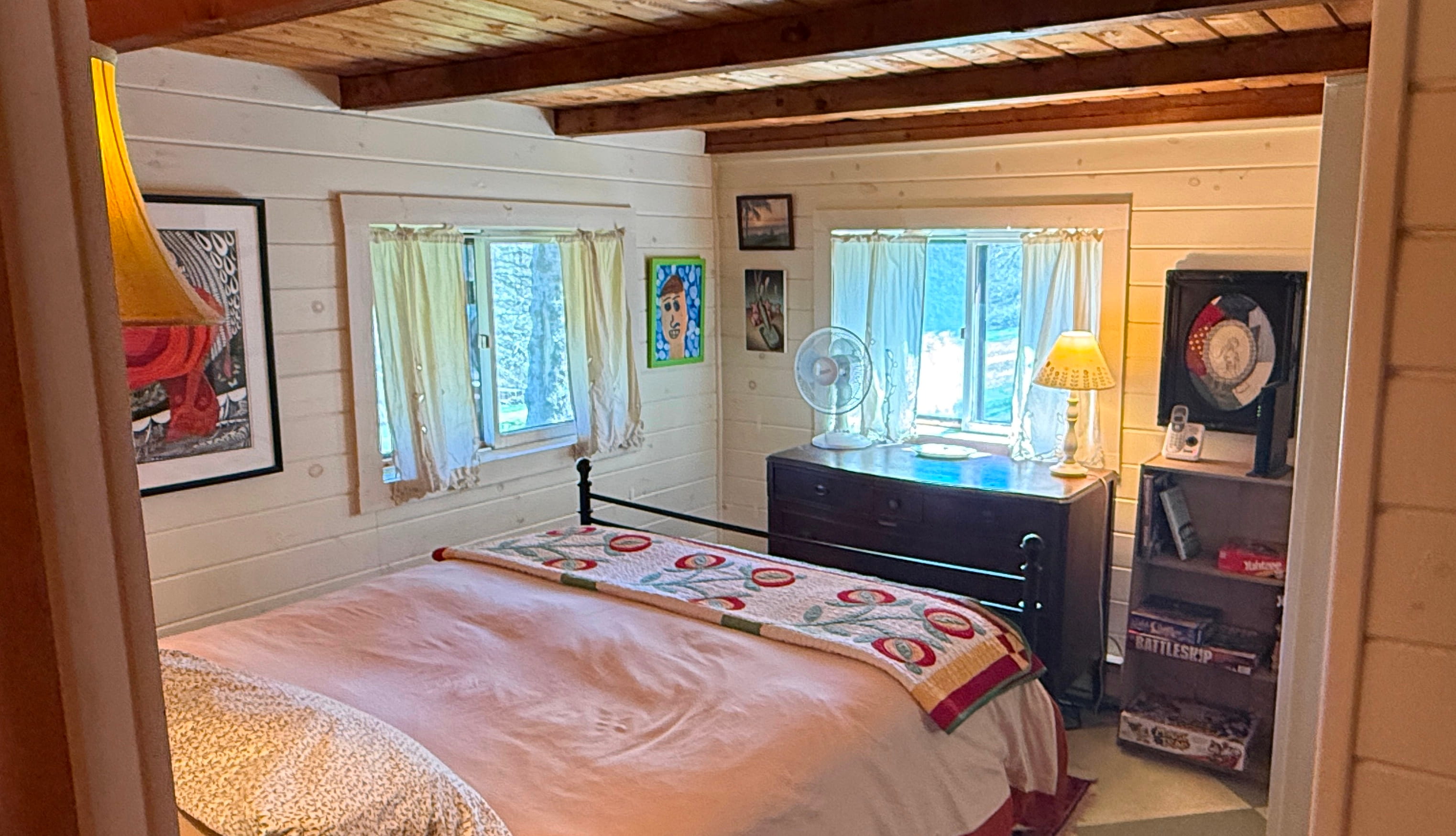 Bedroom 1. Queen Bed. Lots of light!
