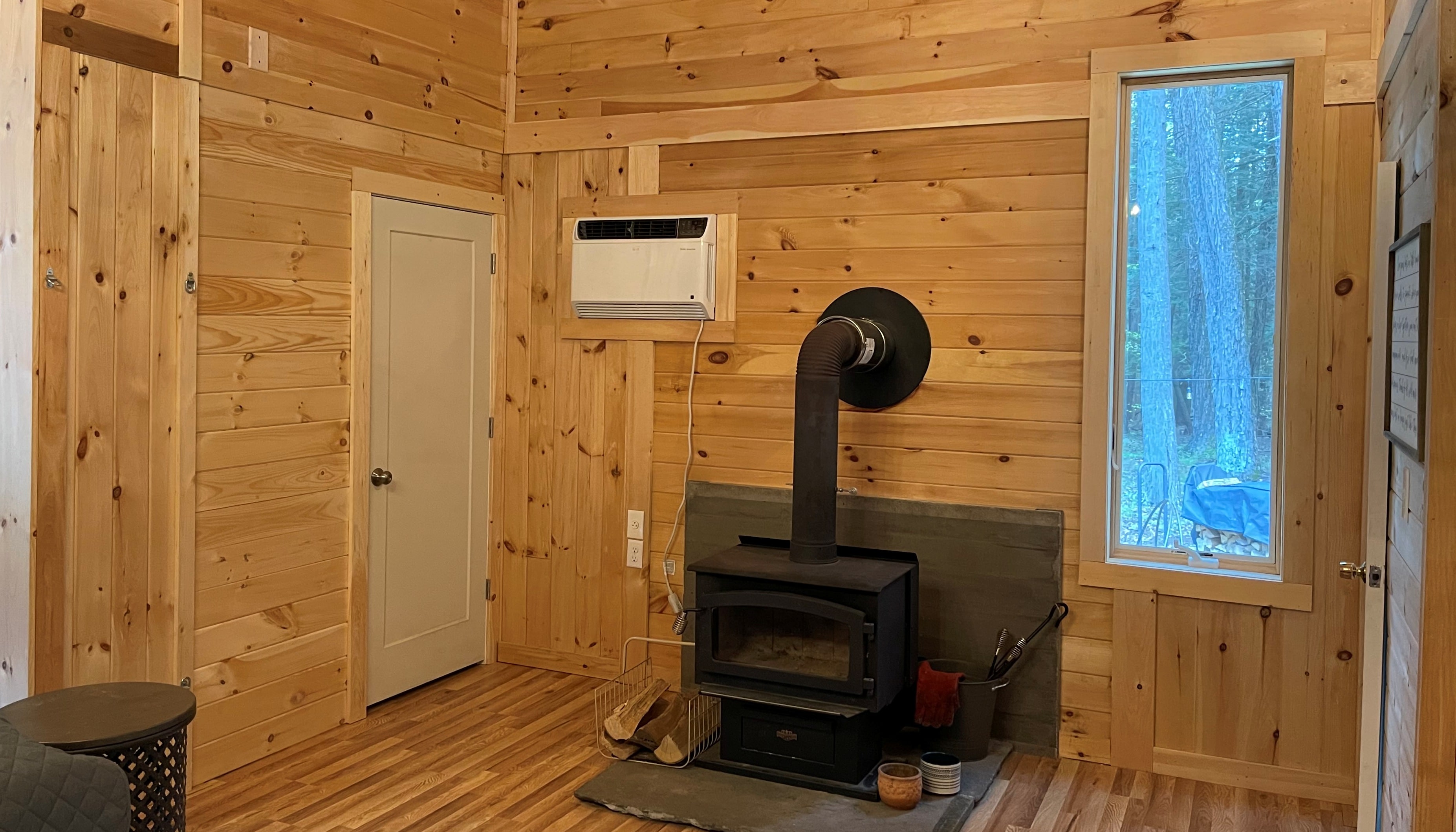 Warm up with the woodstove! Cool off with the a/c!